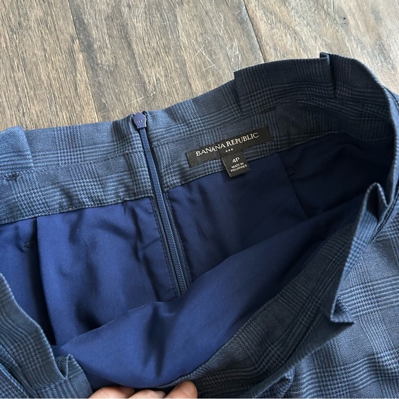 Blue Plaid Pencil Skirt Tie Front Petite 4P - Picture 4 of 5